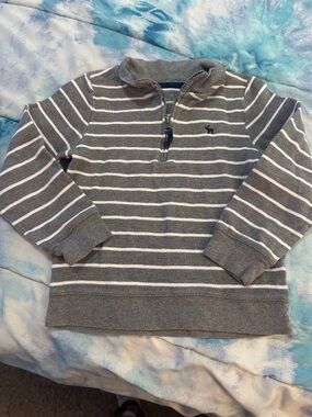 Carter's Gray and White Striped Zip-Up Sweater~